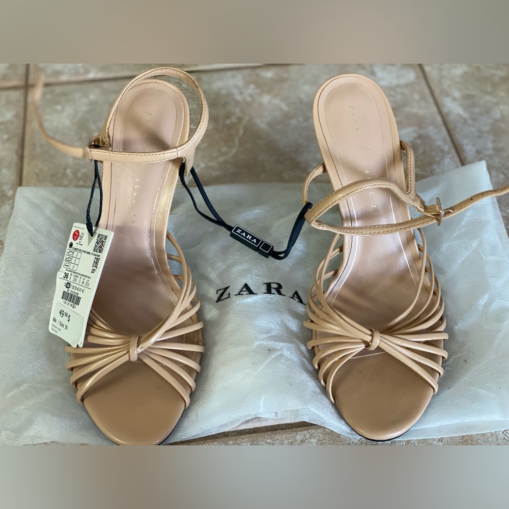Zara strappy sandal kitten heels